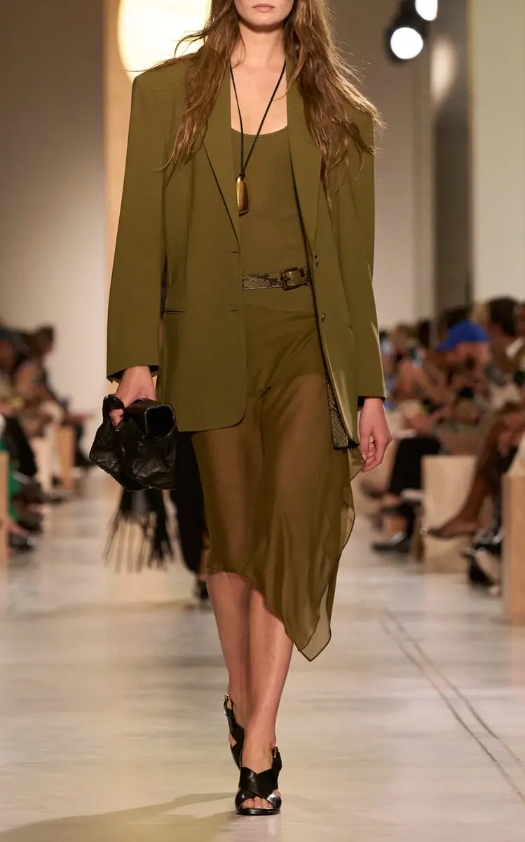 Michael Kors Collection Veiled Stretched Tissue Wool Crepe Midi Skirt | Thumbnail 2 Michael Kors Collection Veiled Stretched Tissue Wool Crepe Midi Skirt | Thumbnail 2