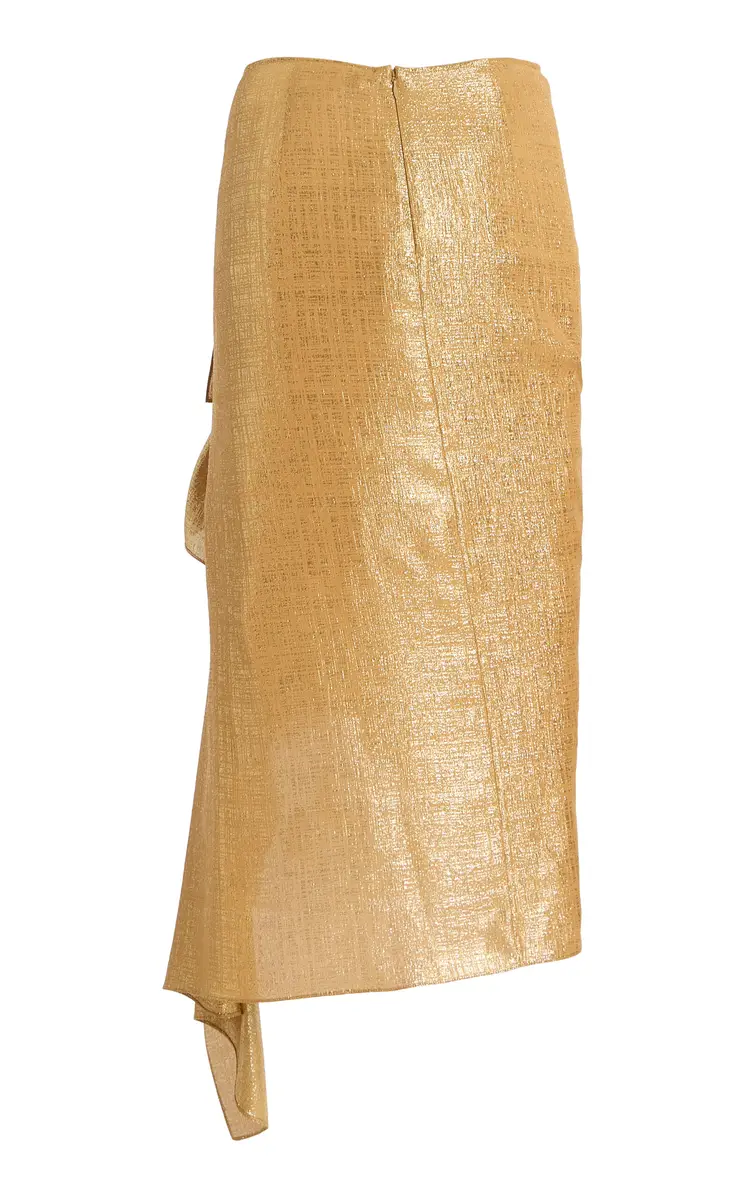 Michael Kors Collection Asymmetric Georgette Lamé Midi Skirt | Thumbnail 5