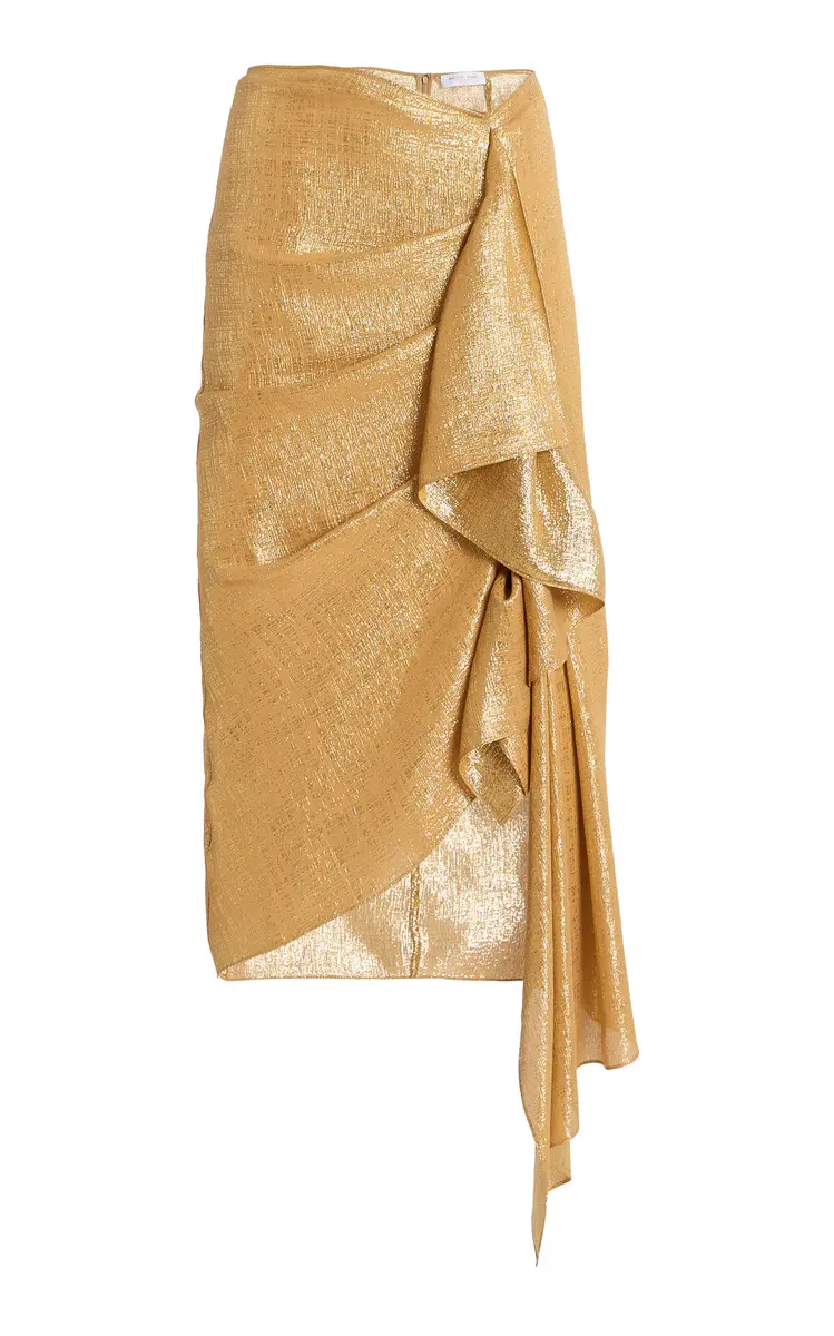 Michael Kors Collection Asymmetric Georgette Lamé Midi Skirt | Thumbnail 6