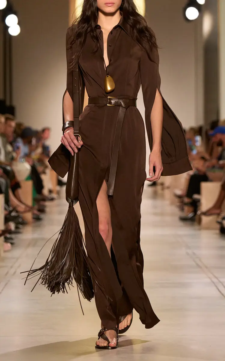 Michael Kors Collection Slit Sleeve Techno Satin Maxi Dress | Thumbnail 2 Michael Kors Collection Slit Sleeve Techno Satin Maxi Dress | Thumbnail 2