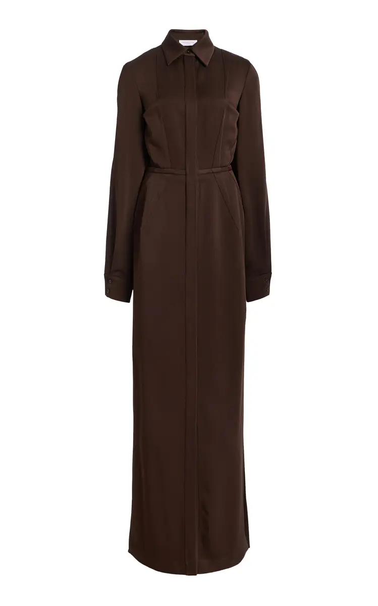 Michael Kors Collection Slit Sleeve Techno Satin Maxi Dress