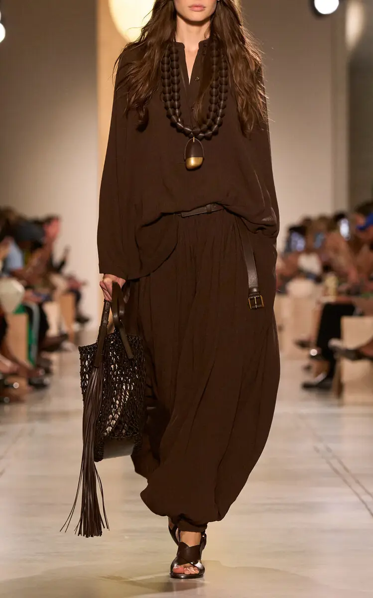 Michael Kors Collection Sarouel Relaxed Silk Seersucker Wide-Leg Pants | Thumbnail 2
