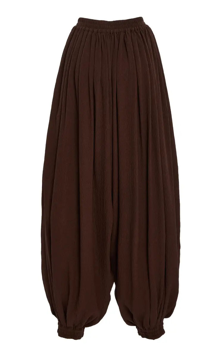 Michael Kors Collection Sarouel Relaxed Silk Seersucker Wide-Leg Pants | Thumbnail 5