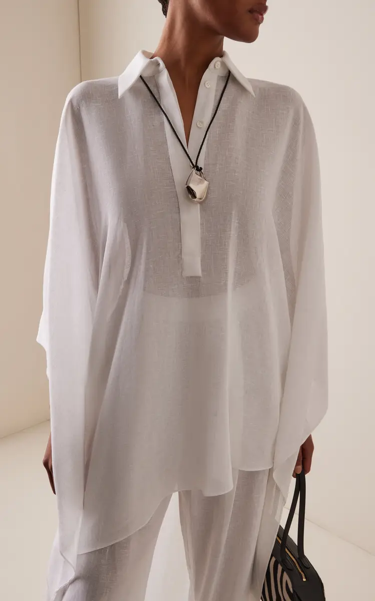 Michael Kors Collection Asymmetric Linen Crepe Caftan | Thumbnail 7 Michael Kors Collection Asymmetric Linen Crepe Caftan | Thumbnail 7
