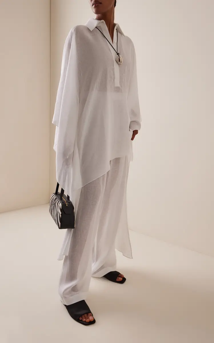 Michael Kors Collection Asymmetric Linen Crepe Caftan | Thumbnail 8 Michael Kors Collection Asymmetric Linen Crepe Caftan | Thumbnail 8