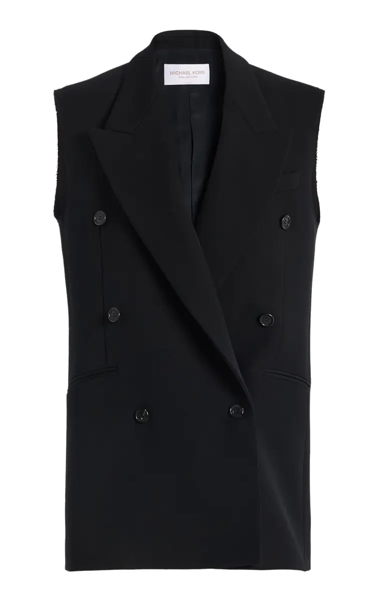 Michael Kors Collection Frayed Wool Gabardine Vest
