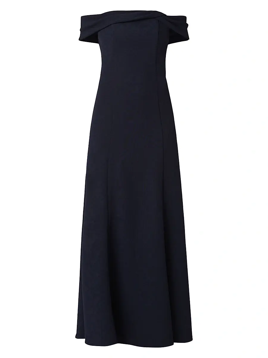 Shoshanna Women's Flores Off-The-Shoulder Gown - Navy | Image 1 Shoshanna Women's Flores Off-The-Shoulder Gown - Navy | Image 1