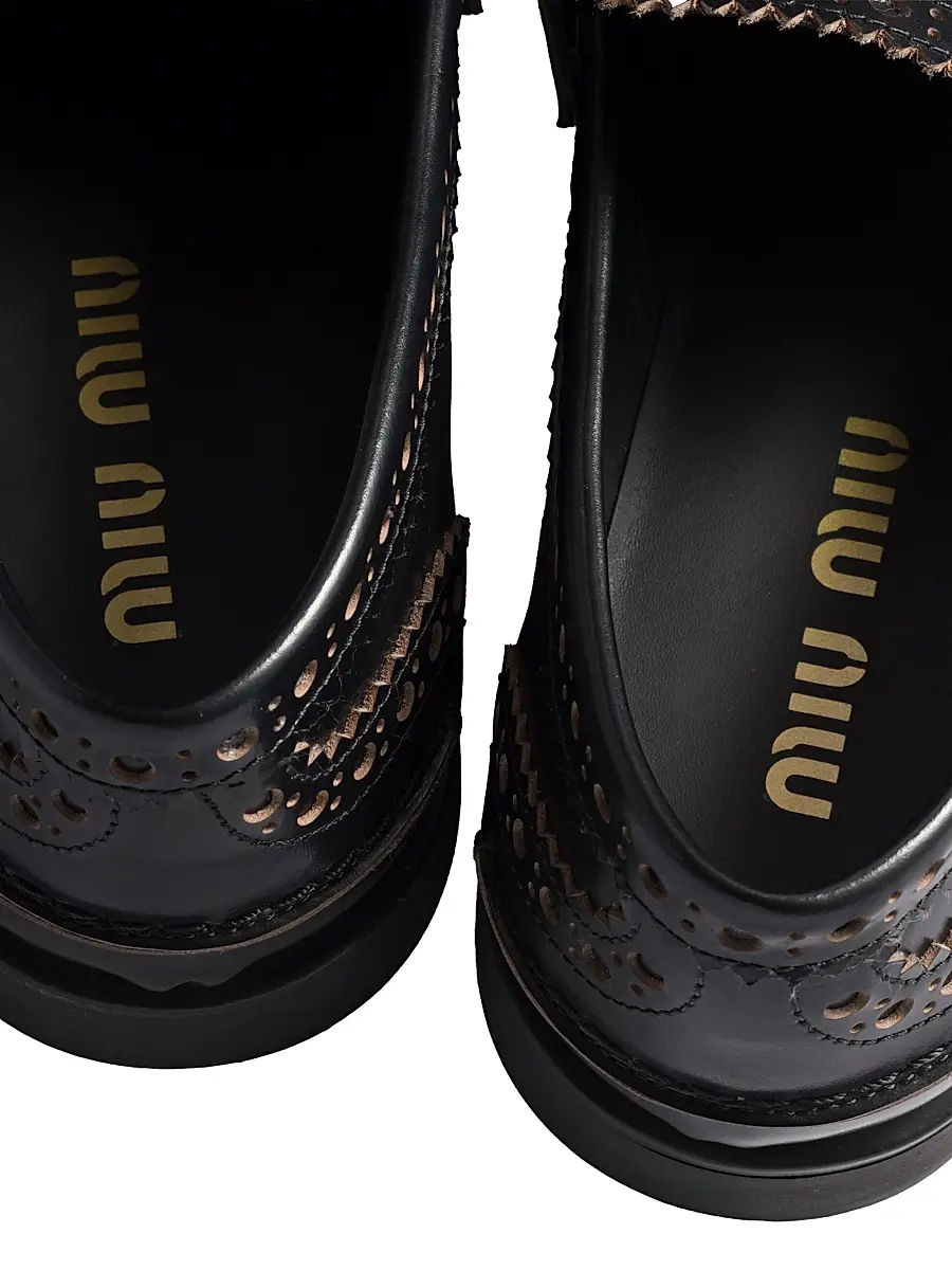 Miu Miu Women's Leather Loafers - Black | Thumbnail 2 Miu Miu Women's Leather Loafers - Black | Thumbnail 2