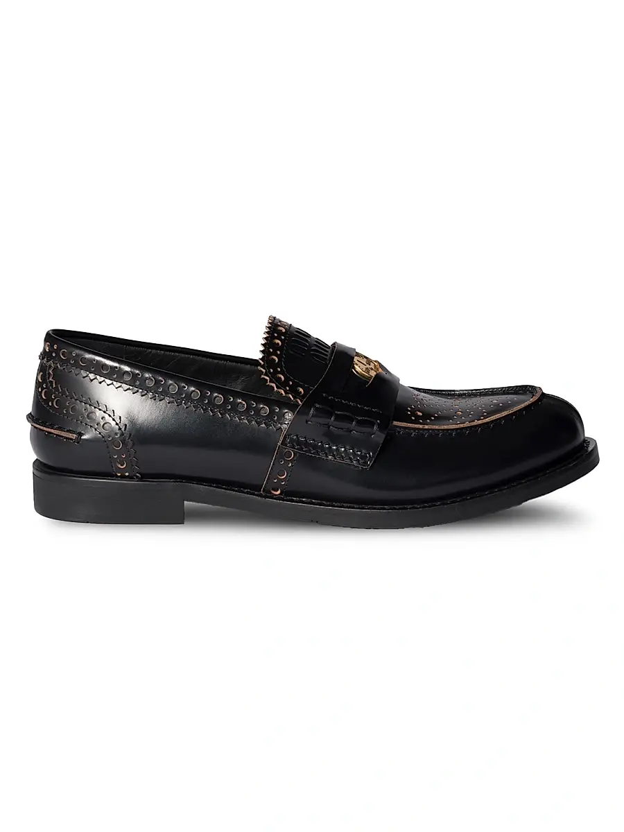 Miu Miu Women's Leather Loafers - Black | Thumbnail 1 Miu Miu Women's Leather Loafers - Black | Thumbnail 1