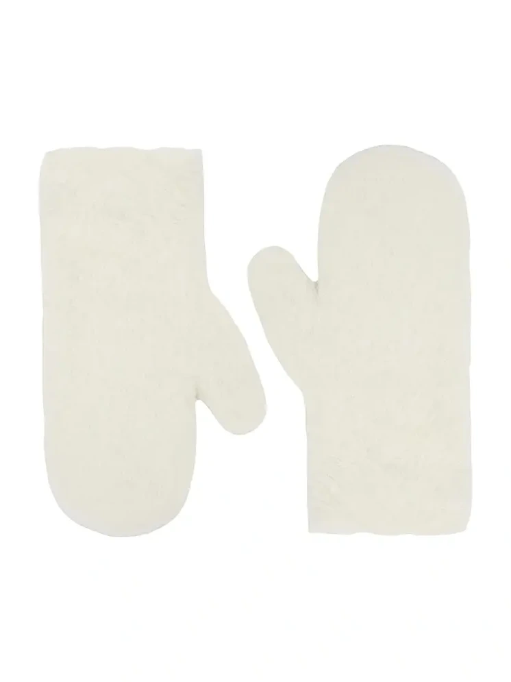 Max Mara Women's Mittens in Alpaca and Wool Teddy Fabric