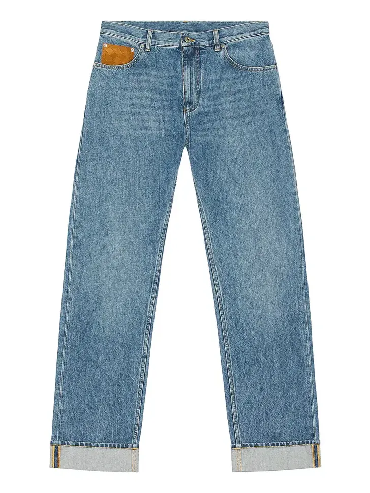 Bottega Veneta Vintage Indigo Turn Up Denim Straight Trousers