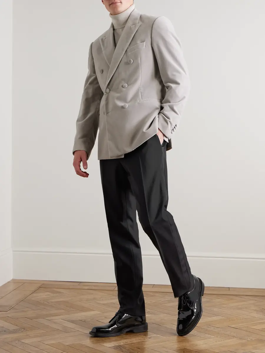 MR P. Slim-Fit Twill-Trimmed Wool Tuxedo Trousers - Men | Thumbnail 2