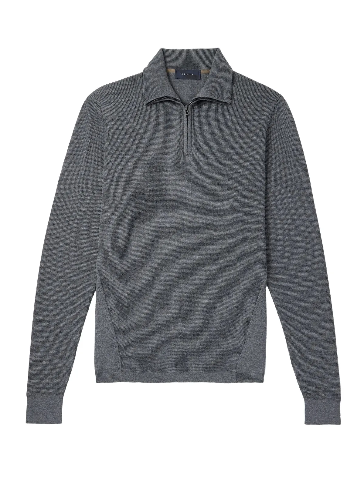 Waffle-Knit Virgin Wool Half-Zip Sweater - Men Waffle-Knit Virgin Wool Half-Zip Sweater - Men
