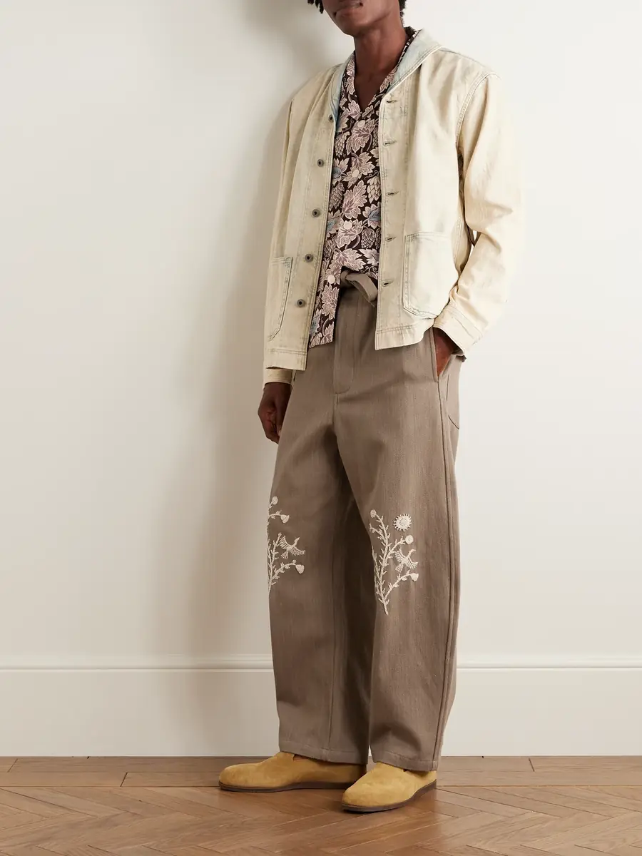 Kartik Research Fauji Belted Embellished Embroidered Cotton-Twill Wide-Leg Trousers - Men | Thumbnail 2 Kartik Research Fauji Belted Embellished Embroidered Cotton-Twill Wide-Leg Trousers - Men | Thumbnail 2