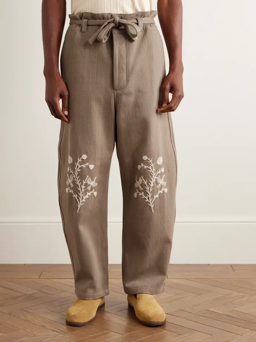 Kartik Research Fauji Belted Embellished Embroidered Cotton-Twill Wide-Leg Trousers - Men | Thumbnail 3 Kartik Research Fauji Belted Embellished Embroidered Cotton-Twill Wide-Leg Trousers - Men | Thumbnail 3