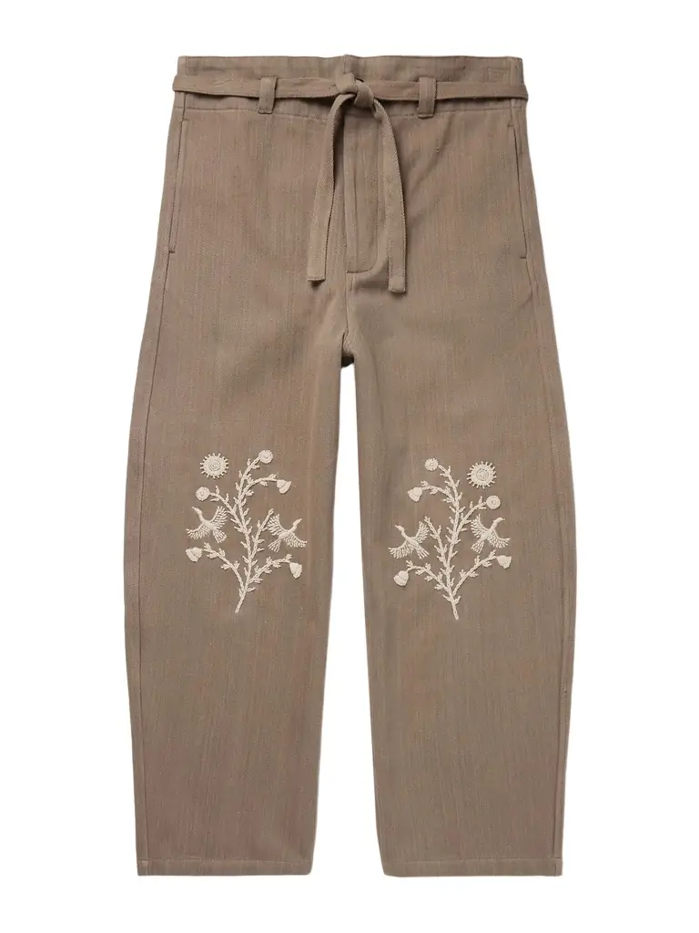 Kartik Research Fauji Belted Embellished Embroidered Cotton-Twill Wide-Leg Trousers - Men | Image 1 Kartik Research Fauji Belted Embellished Embroidered Cotton-Twill Wide-Leg Trousers - Men | Image 1
