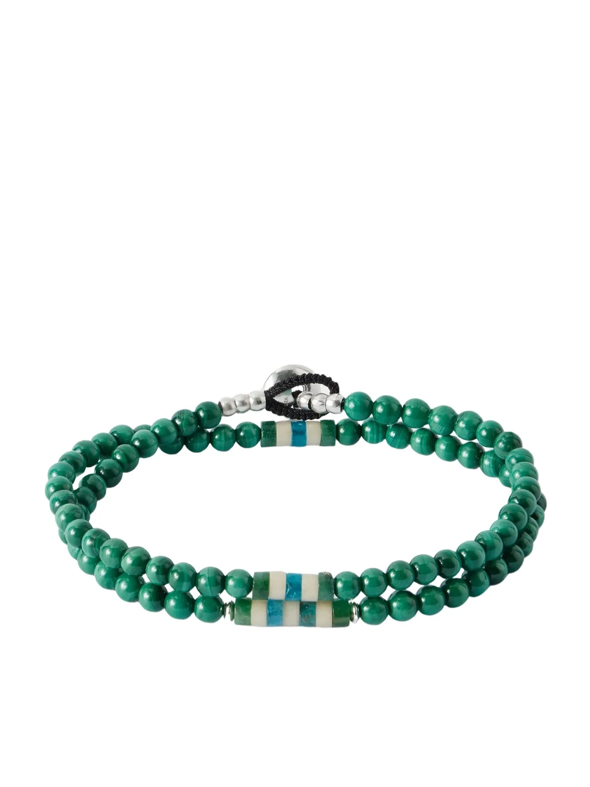 Sterling Silver Malachite Bracelet - Men Sterling Silver Malachite Bracelet - Men