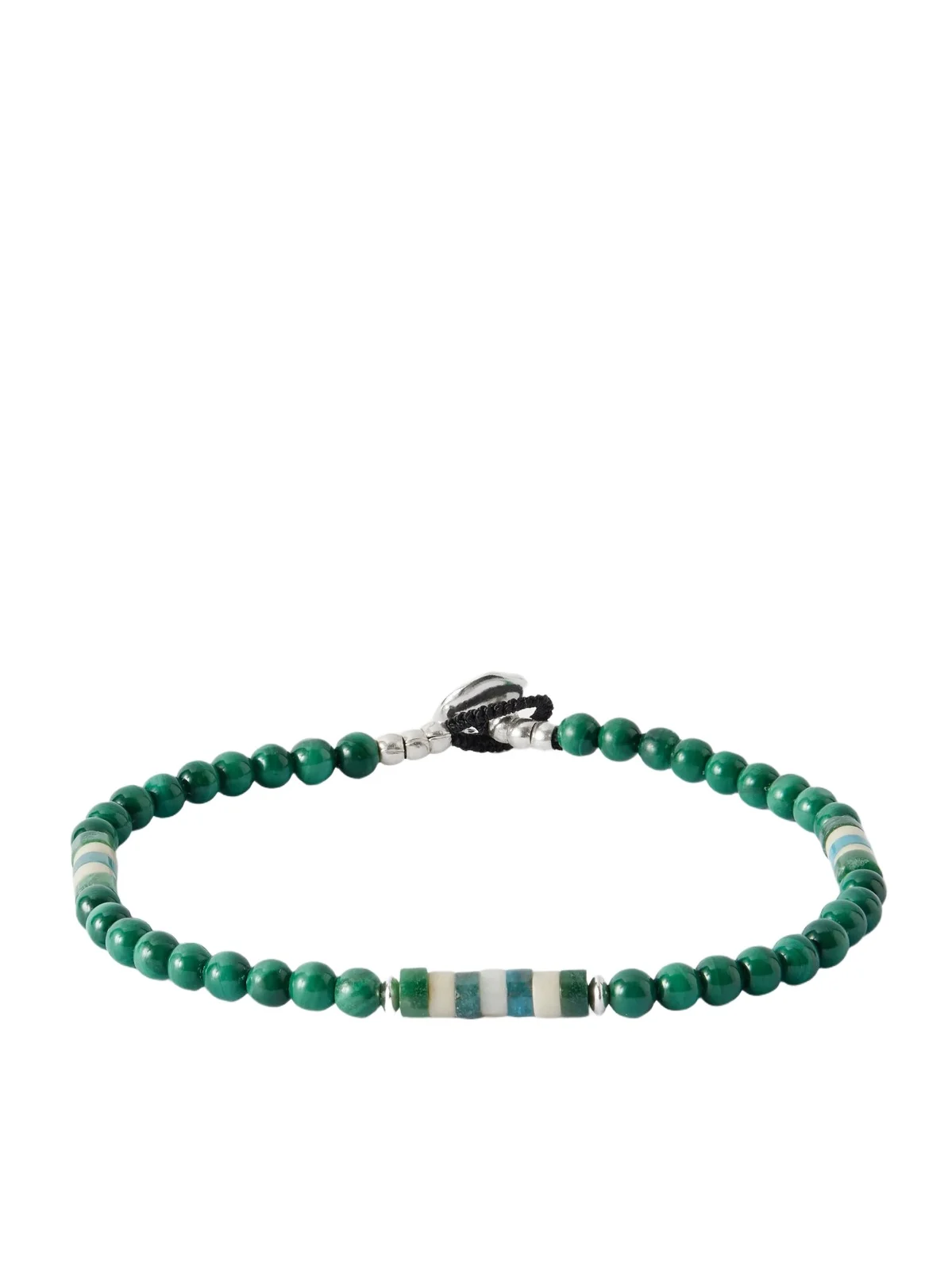 Sterling Silver Malachite Bracelet - Men Sterling Silver Malachite Bracelet - Men