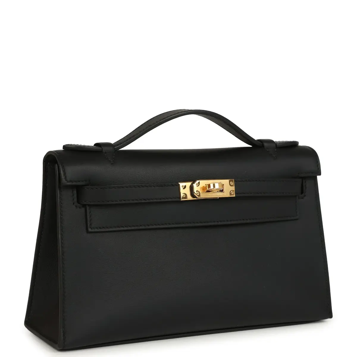 HERMÈS Hermes Kelly Pochette Black Swift Gold Hardware | Thumbnail 2 HERMÈS Hermes Kelly Pochette Black Swift Gold Hardware | Thumbnail 2