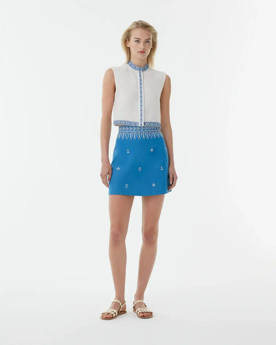 Emporio Sirenuse Andorra Top with Astragal Embroidery | Thumbnail 3