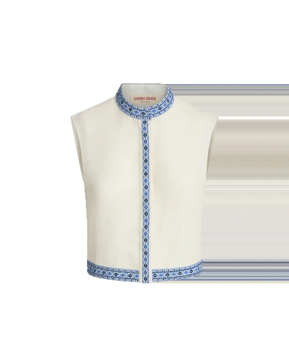 Emporio Sirenuse Andorra Top with Astragal Embroidery | Thumbnail 5