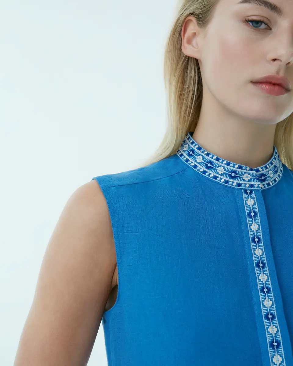 Emporio Sirenuse Andorra Top with Astragal Embroidery | Thumbnail 8