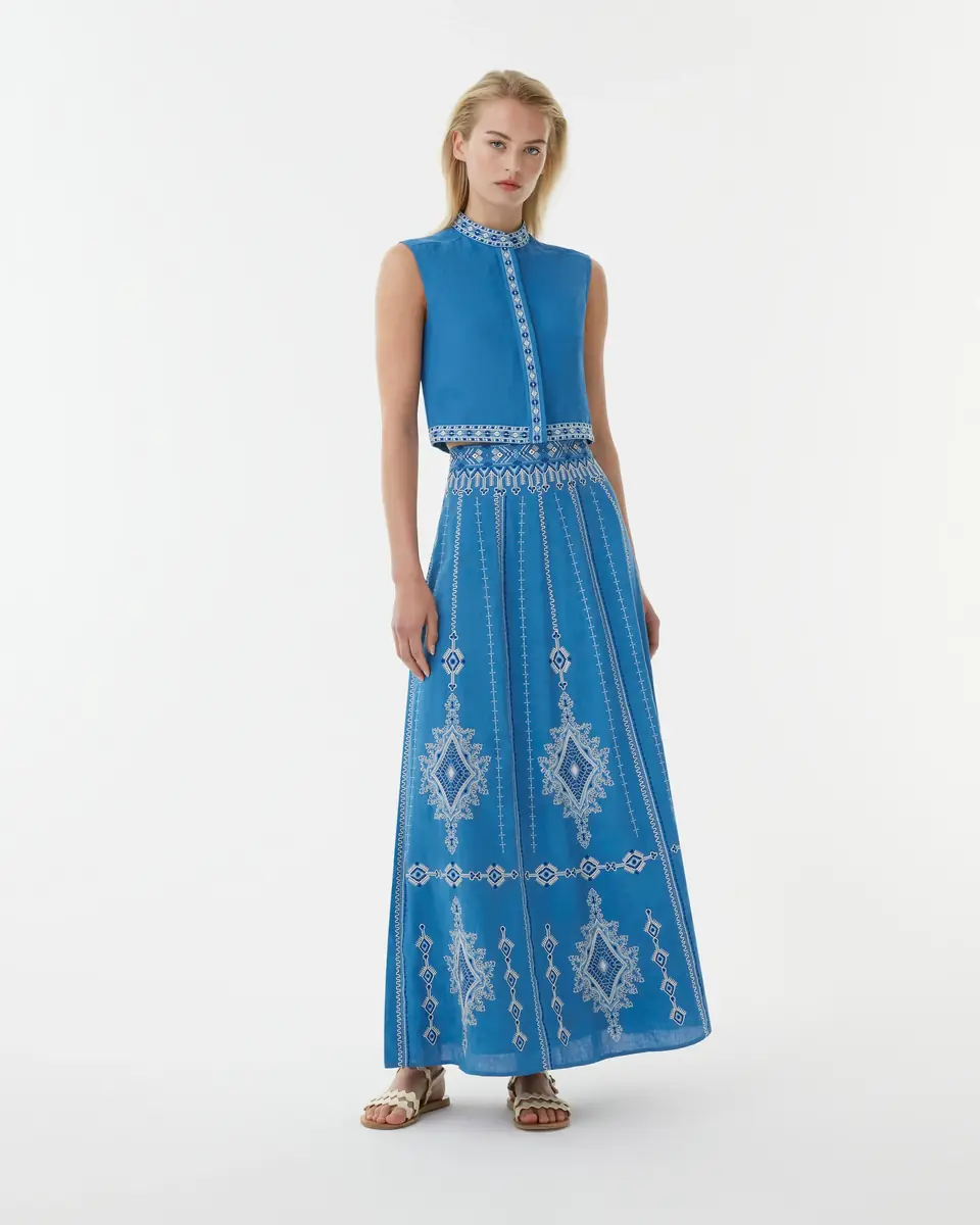 Emporio Sirenuse Andorra Top with Astragal Embroidery | Thumbnail 9
