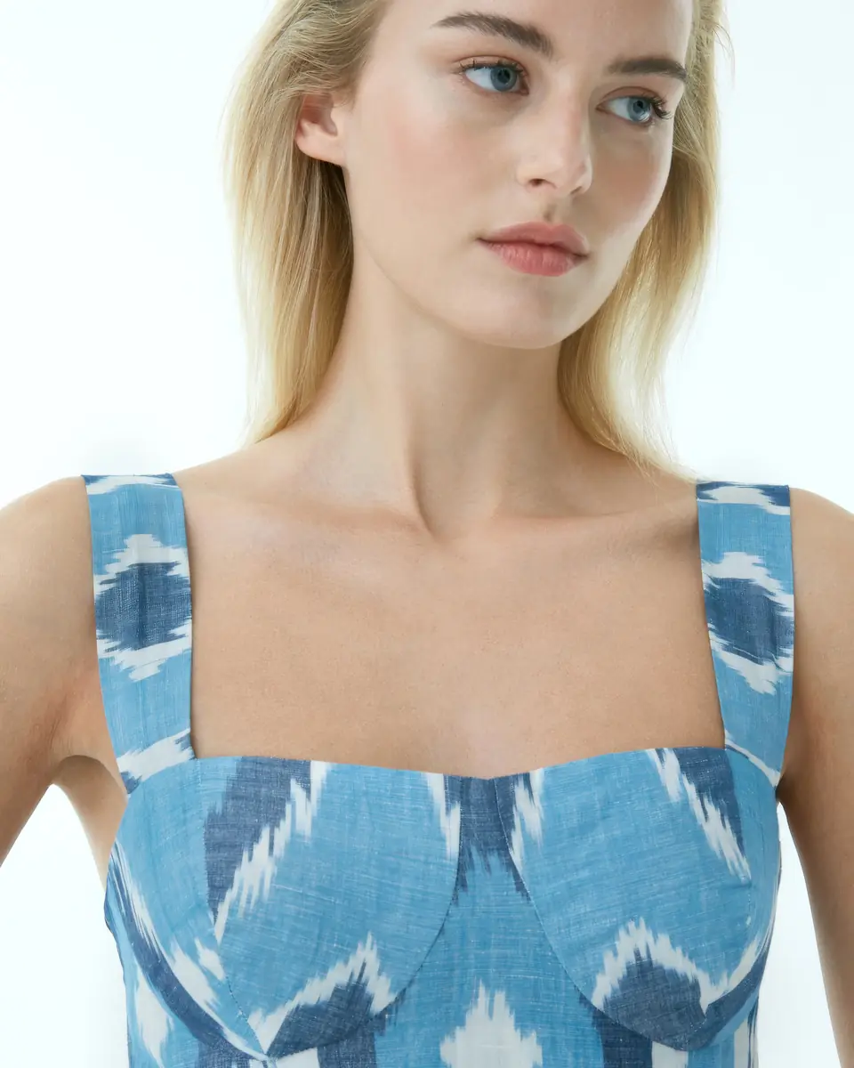 Emporio Sirenuse Azzurra Dress in Diamond Ikat | Thumbnail 2 Emporio Sirenuse Azzurra Dress in Diamond Ikat | Thumbnail 2