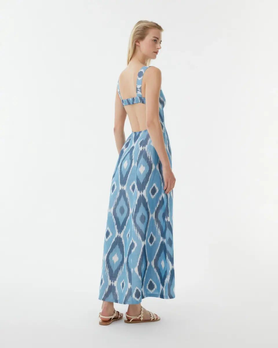 Emporio Sirenuse Azzurra Dress in Diamond Ikat | Thumbnail 3 Emporio Sirenuse Azzurra Dress in Diamond Ikat | Thumbnail 3