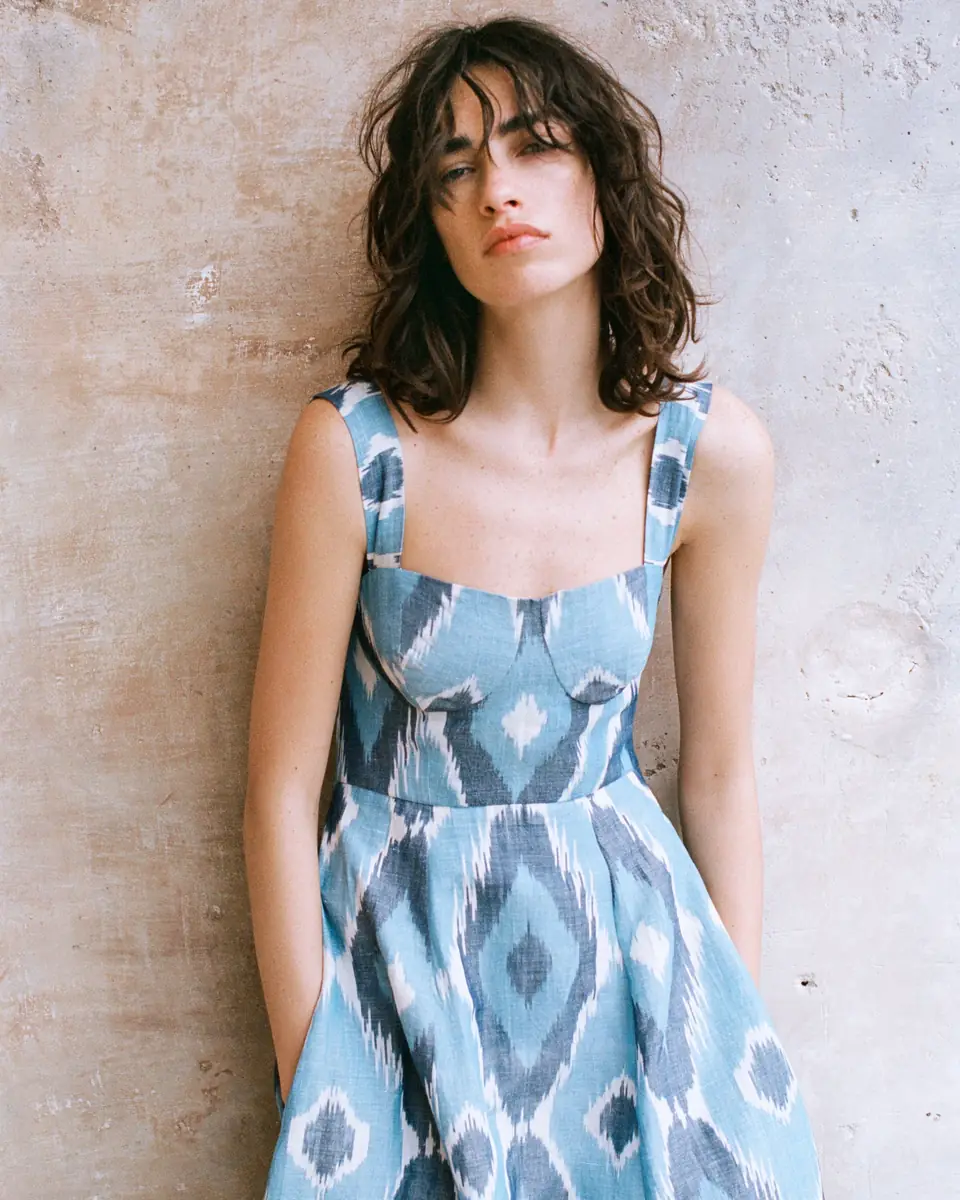 Emporio Sirenuse Azzurra Dress in Diamond Ikat | Thumbnail 5 Emporio Sirenuse Azzurra Dress in Diamond Ikat | Thumbnail 5