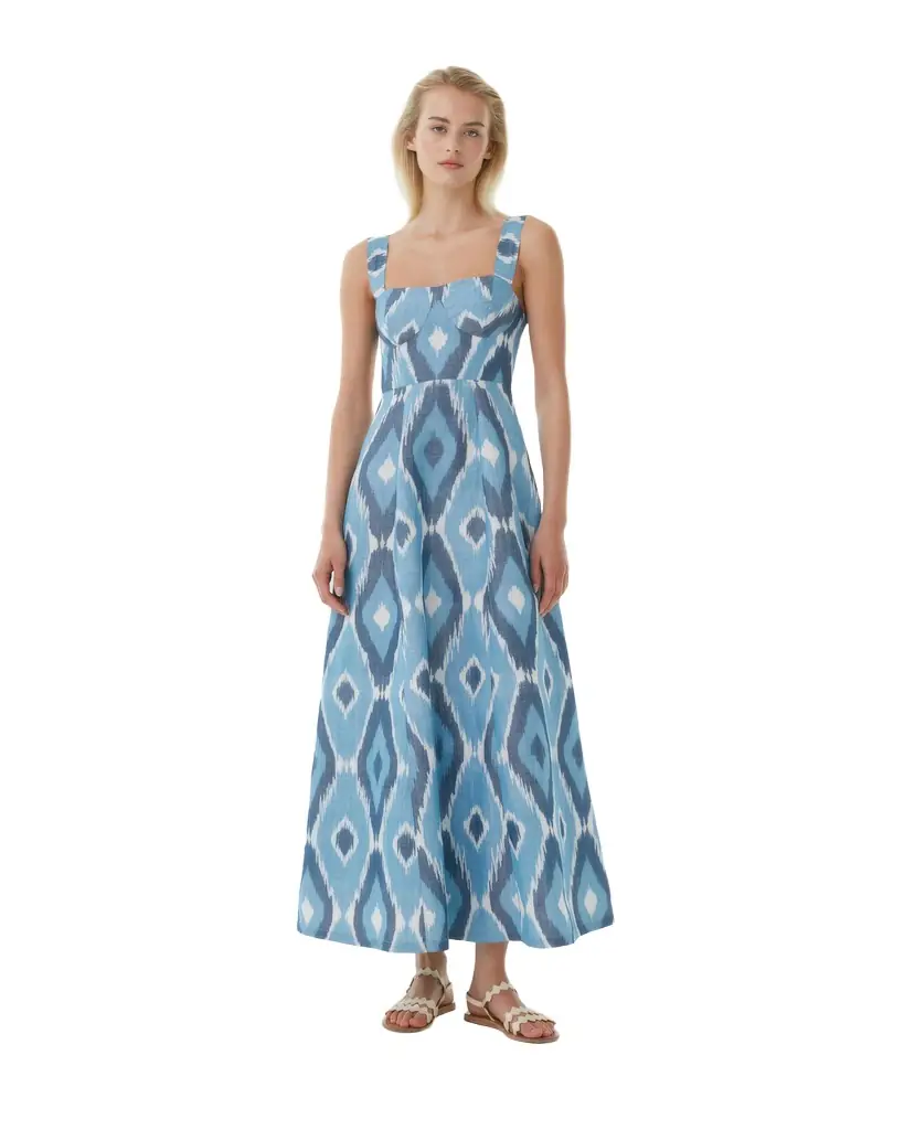 Azzurra Dress in Diamond Ikat