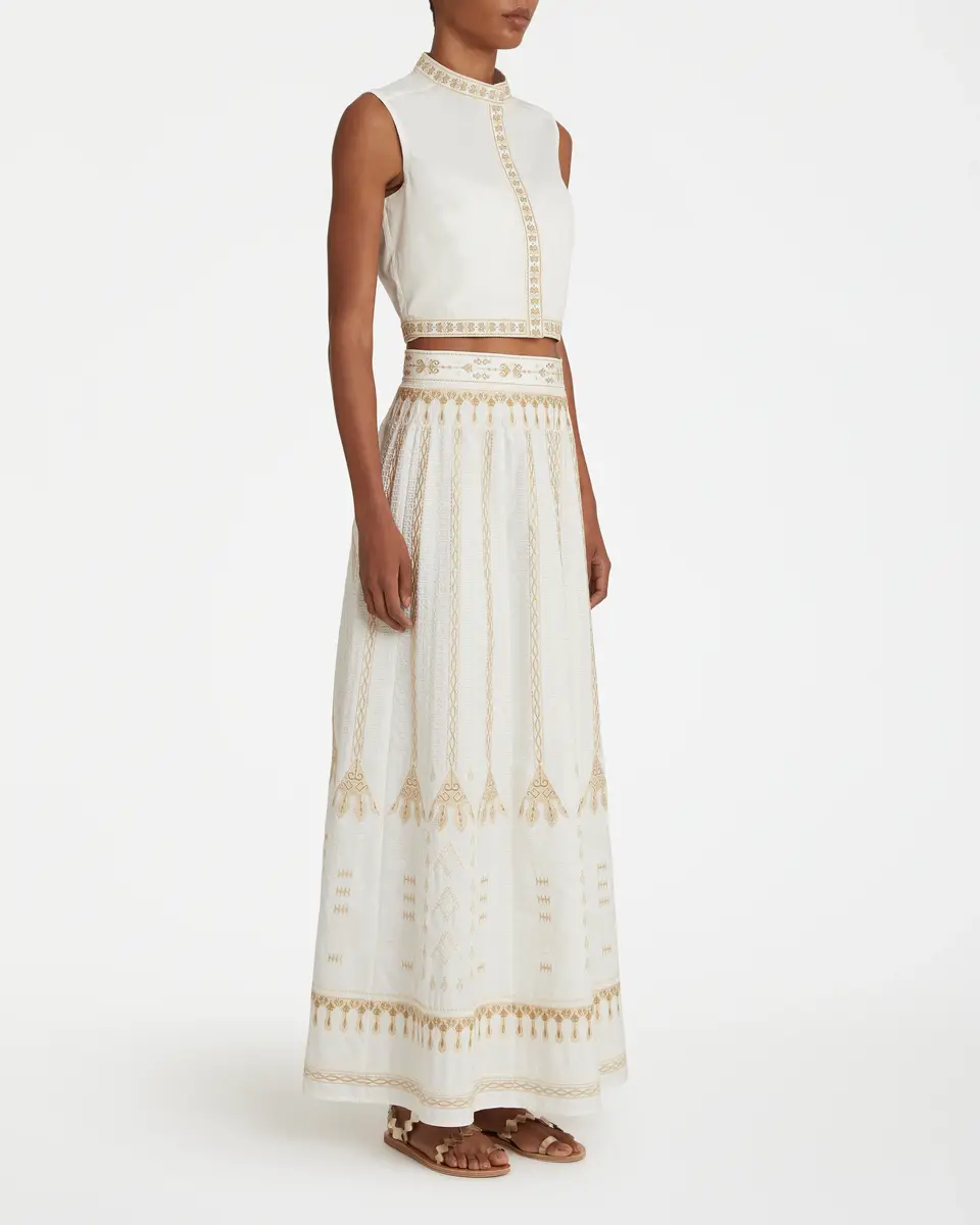Emporio Sirenuse Camille Skirt with Calliope Embroidery | Thumbnail 3