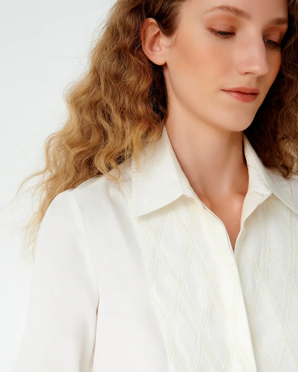 Emporio Sirenuse Cassandra Shirt with Greek Rooster Embroidery | Thumbnail 2 Emporio Sirenuse Cassandra Shirt with Greek Rooster Embroidery | Thumbnail 2