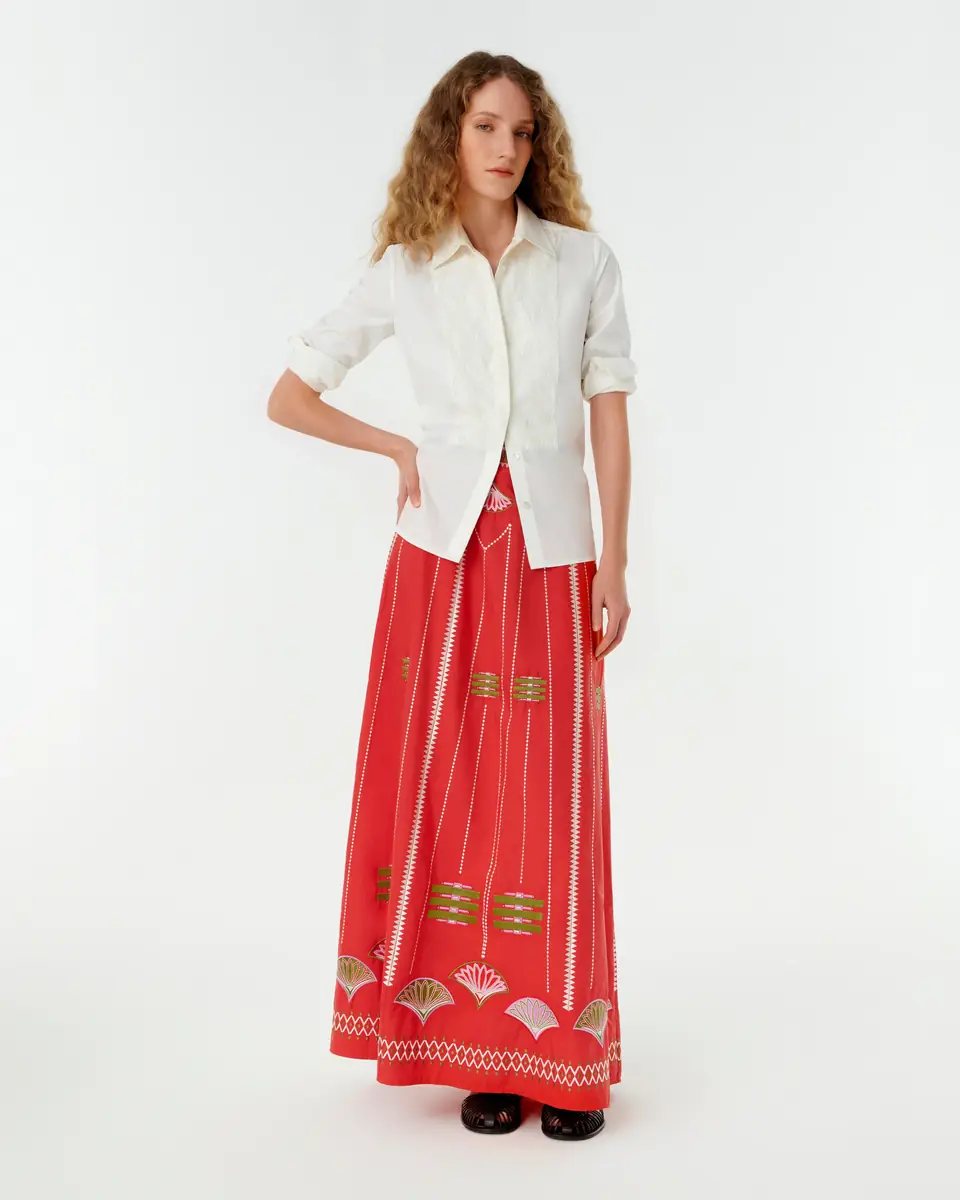 Emporio Sirenuse Cassandra Shirt with Greek Rooster Embroidery | Thumbnail 3 Emporio Sirenuse Cassandra Shirt with Greek Rooster Embroidery | Thumbnail 3