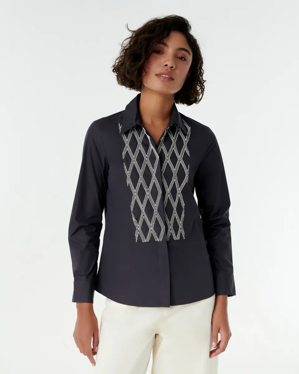 Emporio Sirenuse Cassandra Shirt with Greek Rooster Embroidery | Thumbnail 6 Emporio Sirenuse Cassandra Shirt with Greek Rooster Embroidery | Thumbnail 6