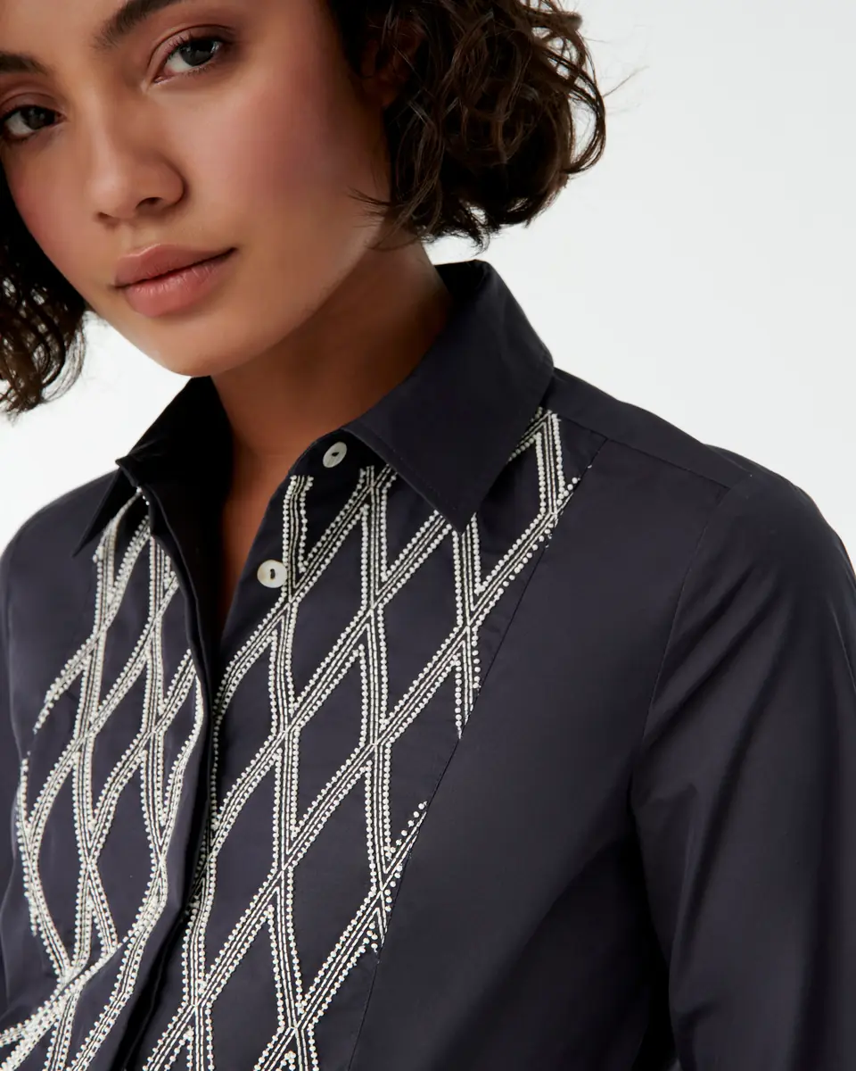 Emporio Sirenuse Cassandra Shirt with Greek Rooster Embroidery | Thumbnail 7 Emporio Sirenuse Cassandra Shirt with Greek Rooster Embroidery | Thumbnail 7