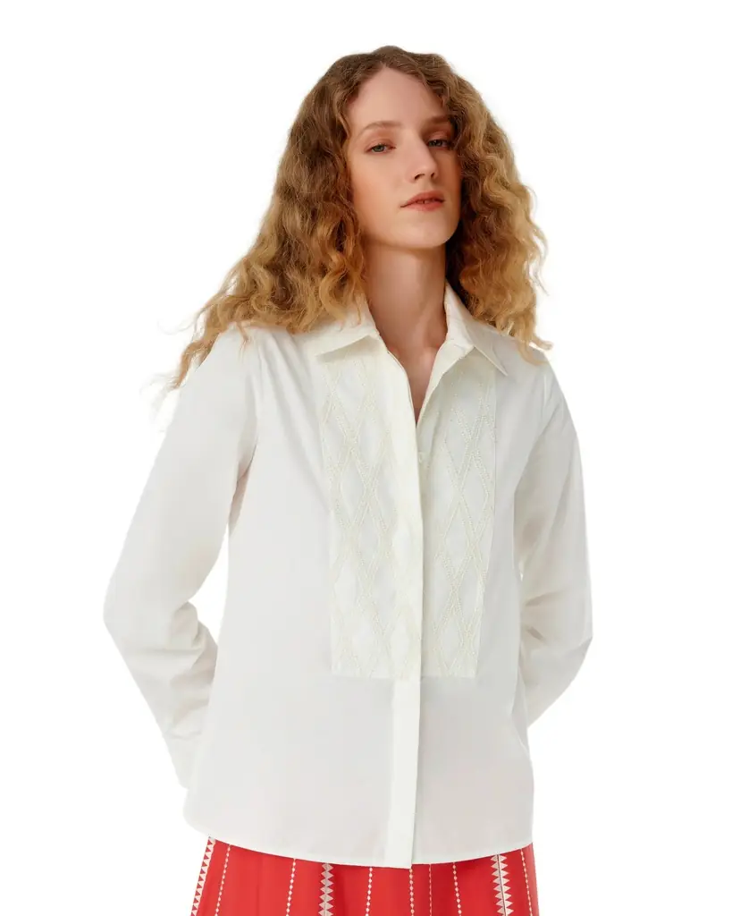 Emporio Sirenuse Cassandra Shirt with Greek Rooster Embroidery