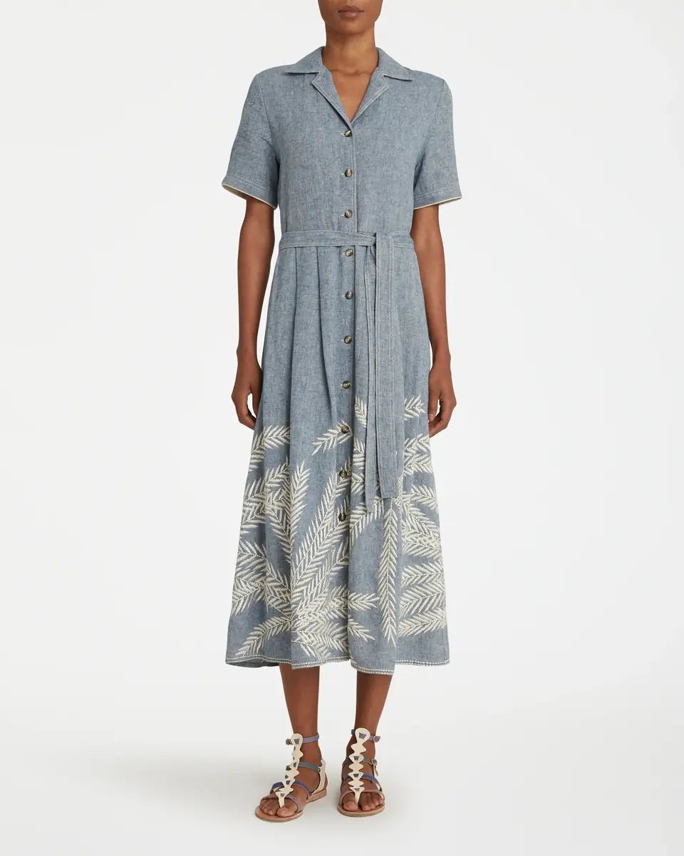 Emporio Sirenuse Claudia Dress with Palm Embroidery | Thumbnail 4 Emporio Sirenuse Claudia Dress with Palm Embroidery | Thumbnail 4