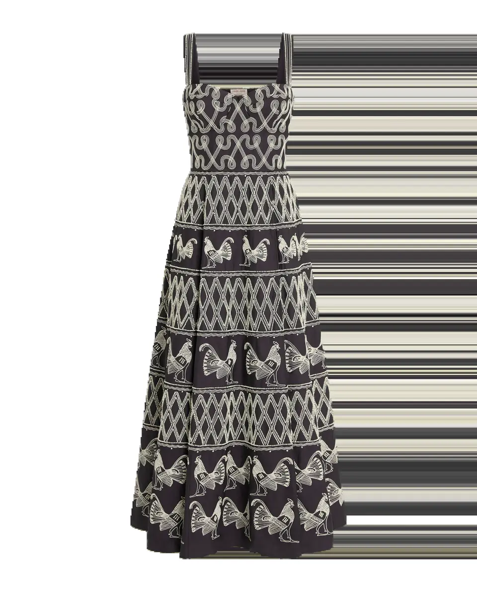 Emporio Sirenuse Elida Dress with Greek Rooster Embroidery | Thumbnail 4 Emporio Sirenuse Elida Dress with Greek Rooster Embroidery | Thumbnail 4