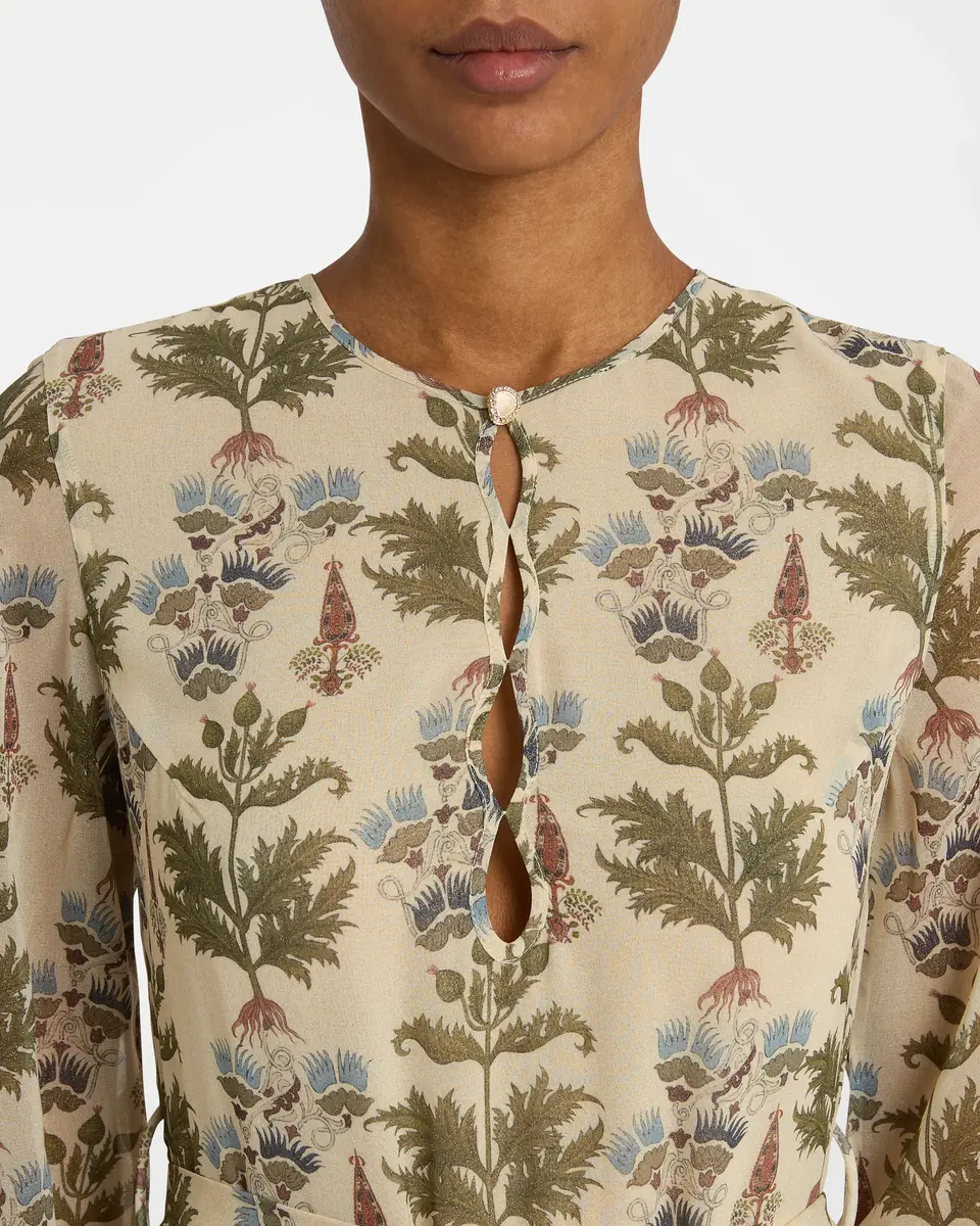 Emporio Sirenuse Giorgina Dress in Shiny Persian Botanic Print | Thumbnail 5 Emporio Sirenuse Giorgina Dress in Shiny Persian Botanic Print | Thumbnail 5