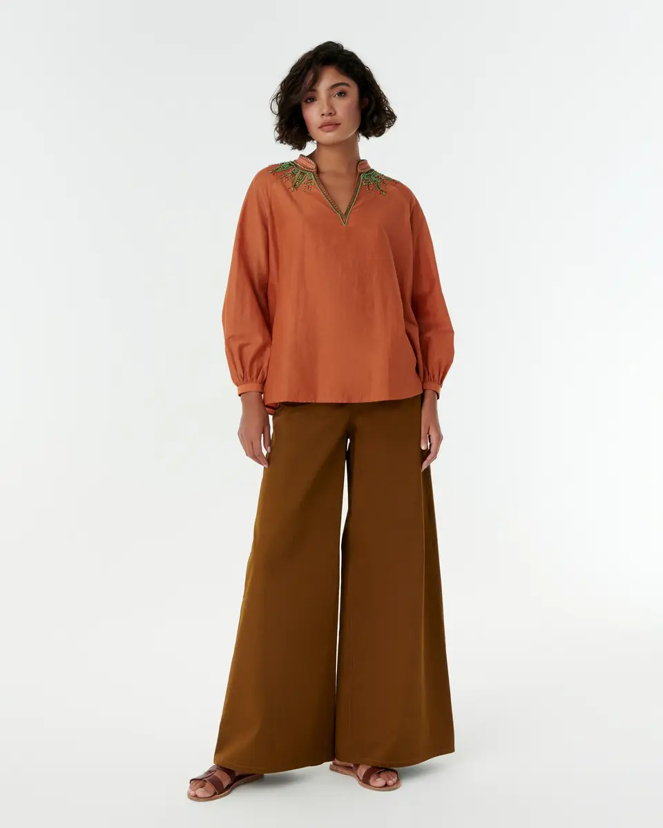 Emporio Sirenuse Ilizia Blouse with Backgammon Embroidery | Thumbnail 3 Emporio Sirenuse Ilizia Blouse with Backgammon Embroidery | Thumbnail 3