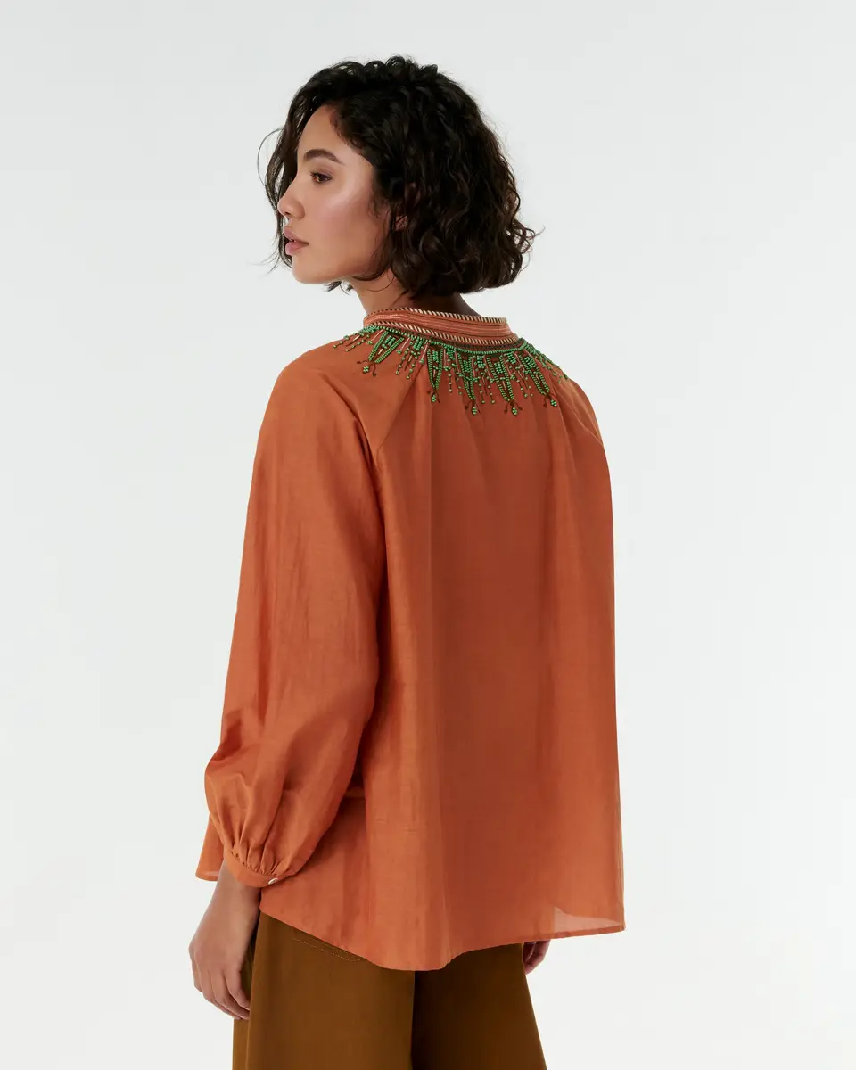 Emporio Sirenuse Ilizia Blouse with Backgammon Embroidery | Thumbnail 4 Emporio Sirenuse Ilizia Blouse with Backgammon Embroidery | Thumbnail 4
