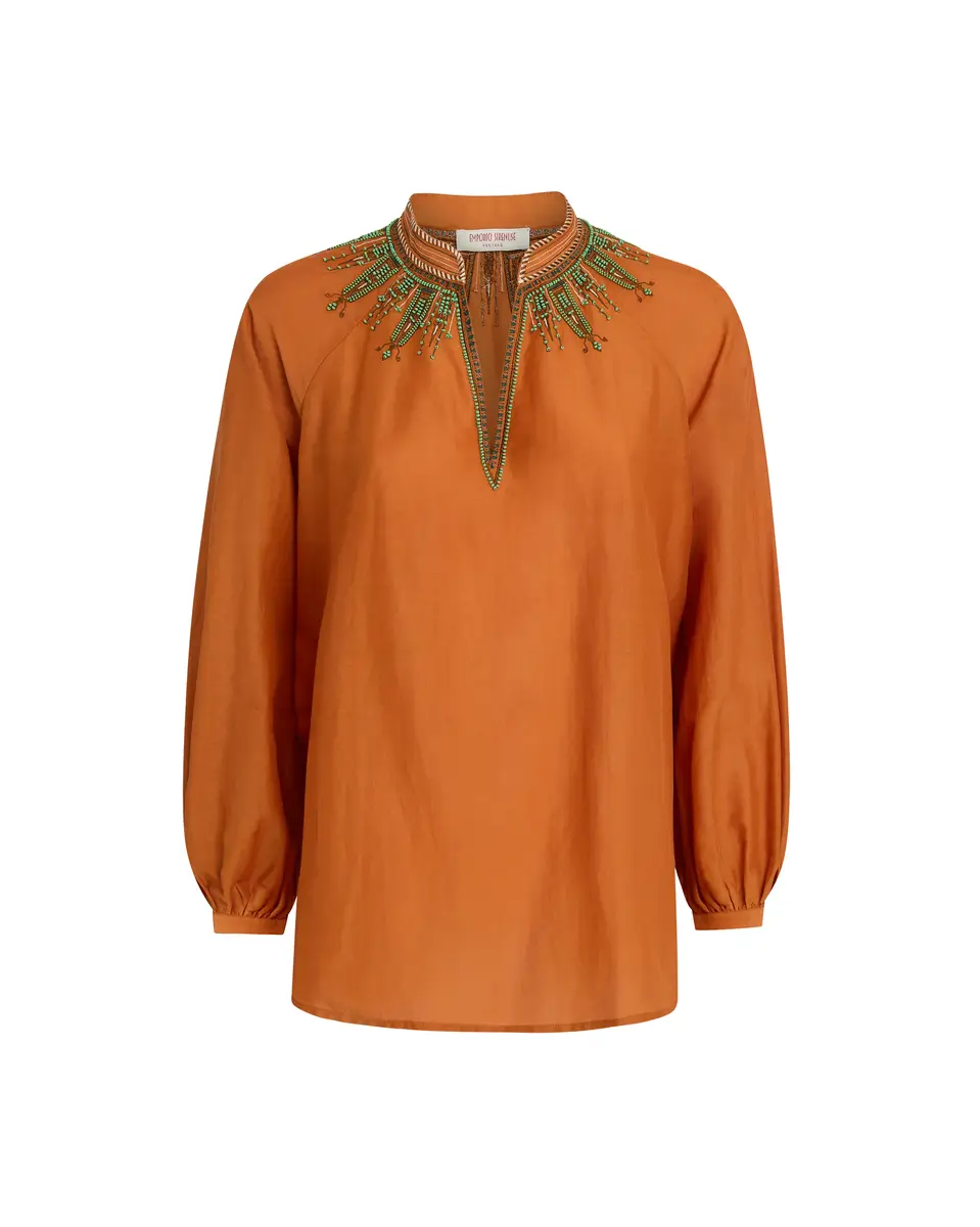 Emporio Sirenuse Ilizia Blouse with Backgammon Embroidery | Thumbnail 5 Emporio Sirenuse Ilizia Blouse with Backgammon Embroidery | Thumbnail 5