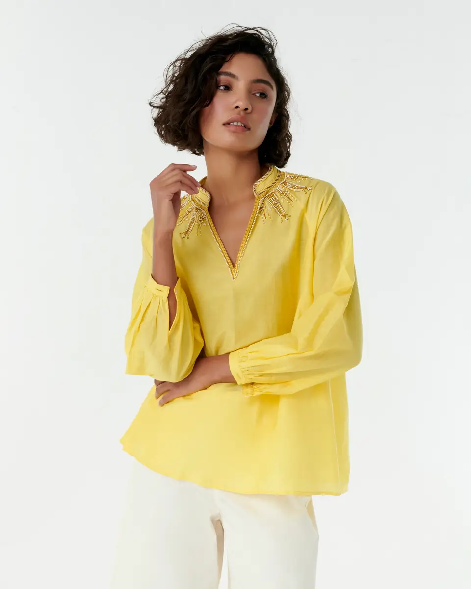 Emporio Sirenuse Ilizia Blouse with Backgammon Embroidery | Thumbnail 6 Emporio Sirenuse Ilizia Blouse with Backgammon Embroidery | Thumbnail 6