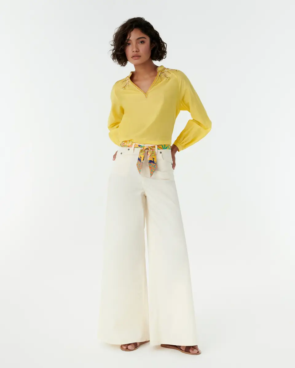 Emporio Sirenuse Ilizia Blouse with Backgammon Embroidery | Thumbnail 9 Emporio Sirenuse Ilizia Blouse with Backgammon Embroidery | Thumbnail 9