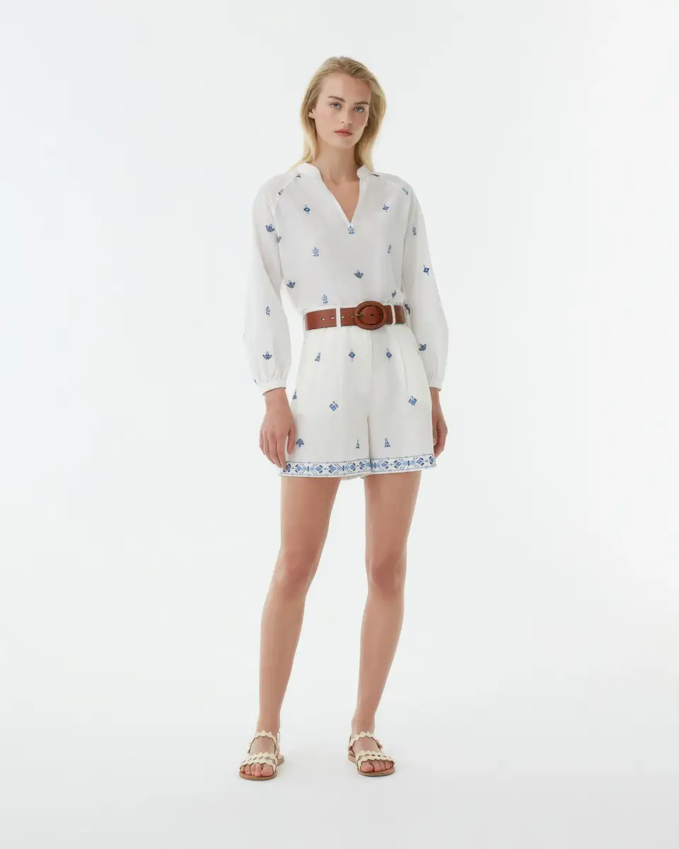 Emporio Sirenuse Ilizia Shirt with Astragal Embroidery | Thumbnail 3 Emporio Sirenuse Ilizia Shirt with Astragal Embroidery | Thumbnail 3