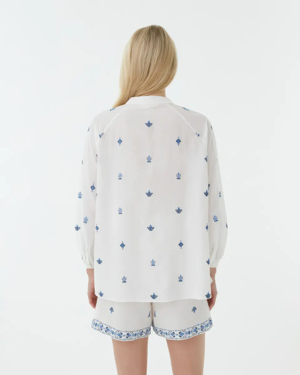 Emporio Sirenuse Ilizia Shirt with Astragal Embroidery | Thumbnail 4 Emporio Sirenuse Ilizia Shirt with Astragal Embroidery | Thumbnail 4