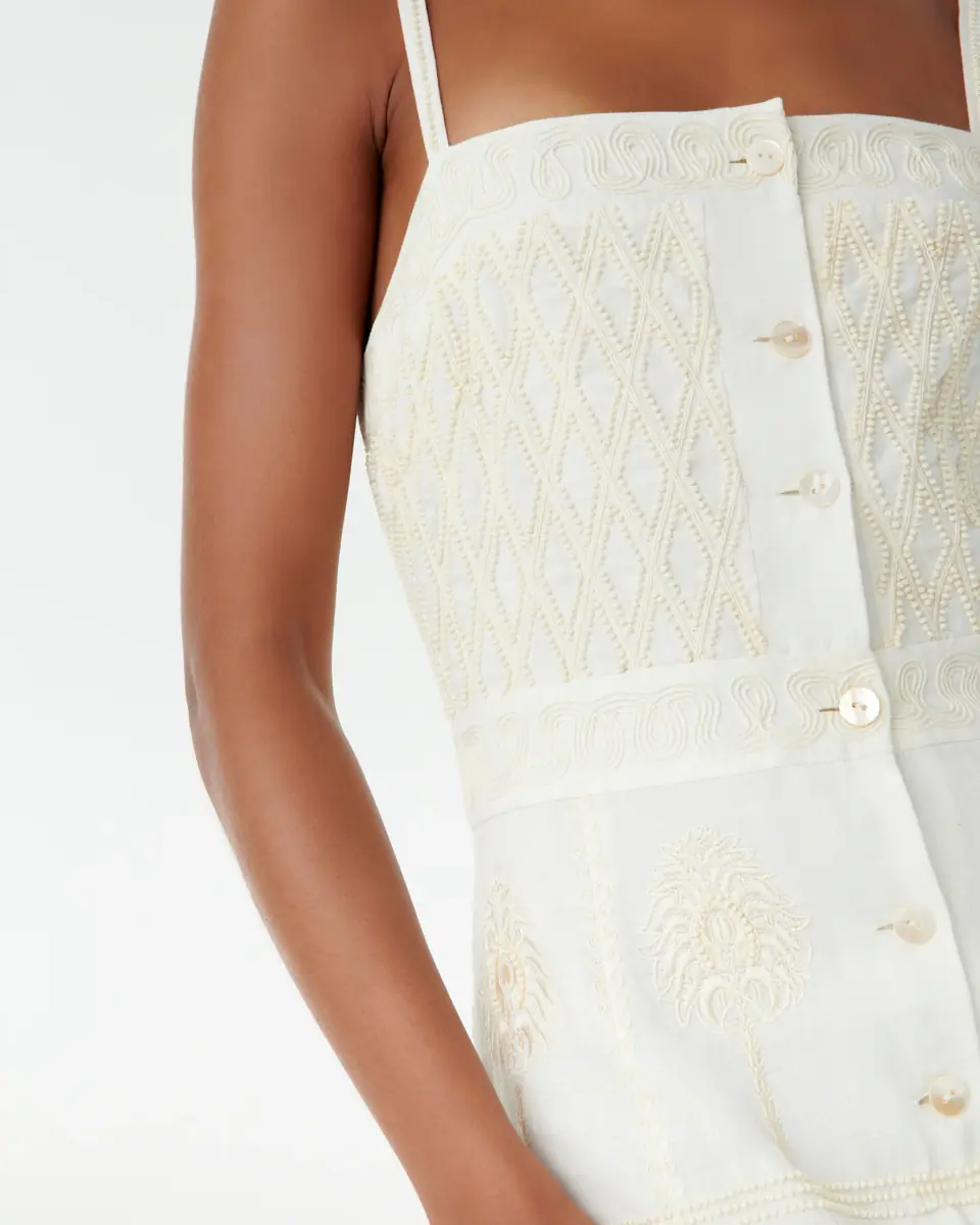 Emporio Sirenuse Indah Dress with Greek Rooster Embroidery | Thumbnail 2 Emporio Sirenuse Indah Dress with Greek Rooster Embroidery | Thumbnail 2