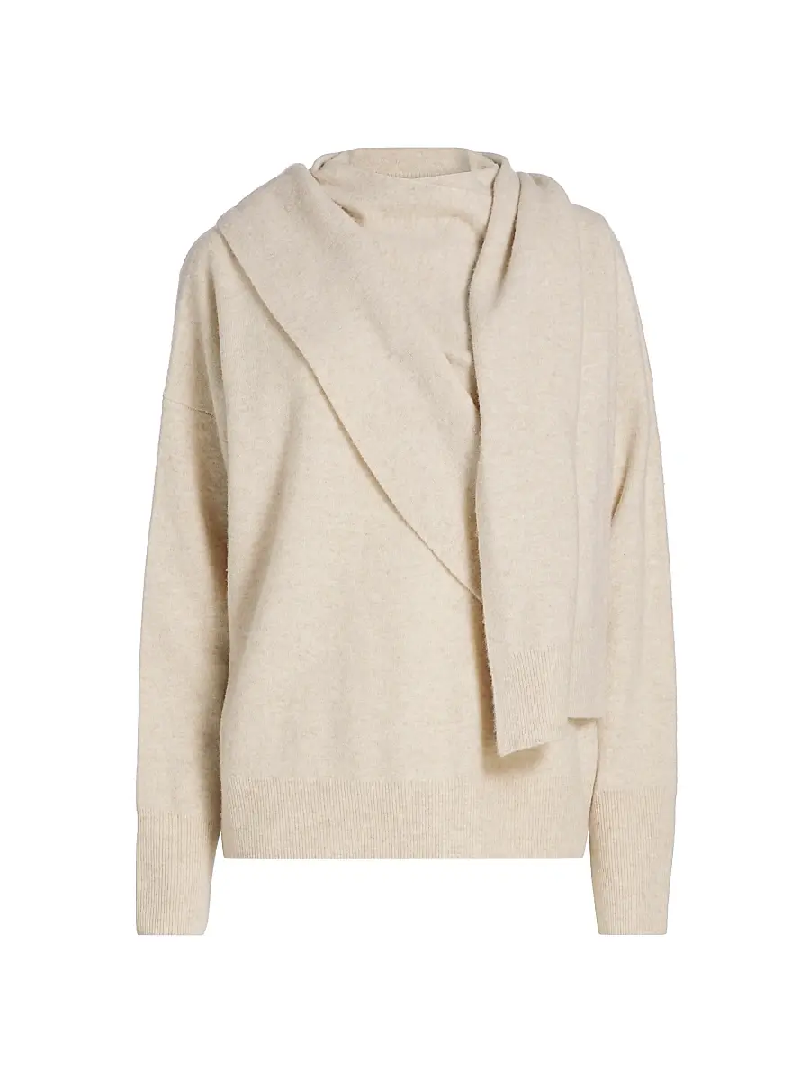 Vince Women's Draped Wool-Cashmere Crewneck Sweater - Dove Oat | Image 1 Vince Women's Draped Wool-Cashmere Crewneck Sweater - Dove Oat | Image 1