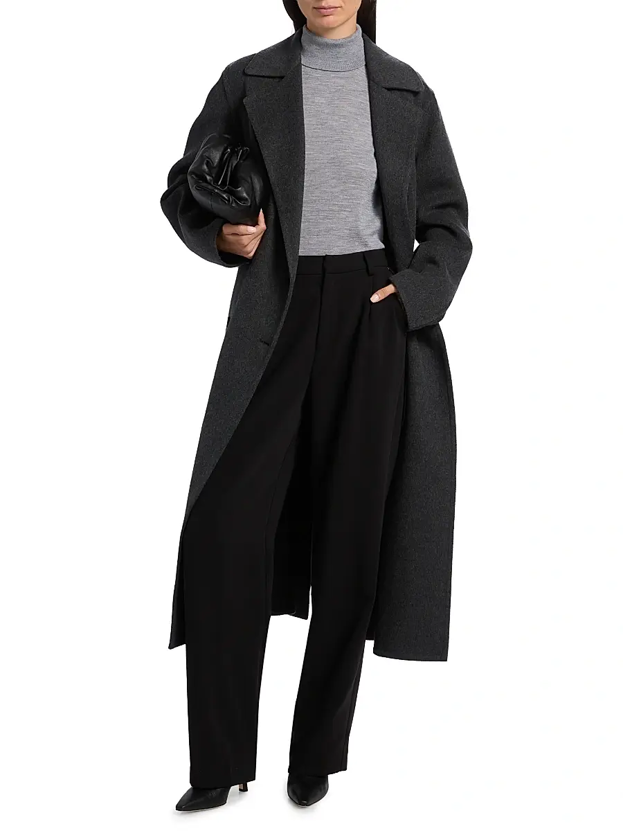 Vince Women's Wool-Blend Double-Breasted Longline Coat | Thumbnail 2